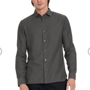 Ted Baker Men's Long Sleeve Dark Gray Charcoal Button-Up Dress Shirt